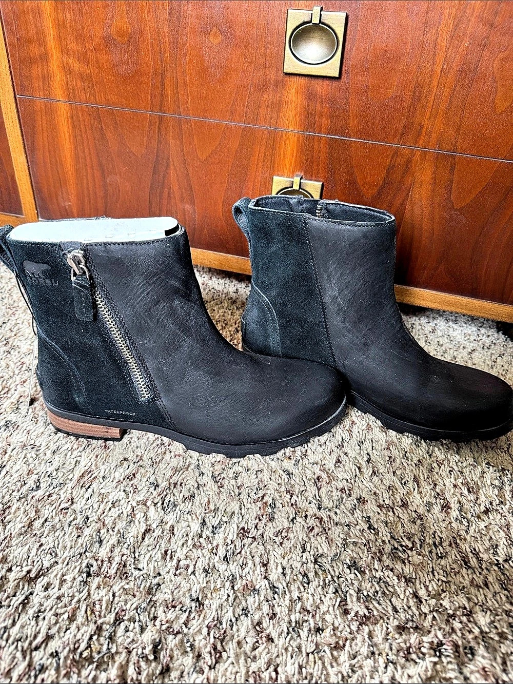 Sorel Joan Uptown Zip Bootie Women's Black Waterproof Ankle Boots